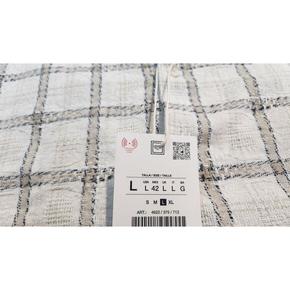 Zara Men's Large Beige Textured Check Shirt NWT - Picture 4 of 8